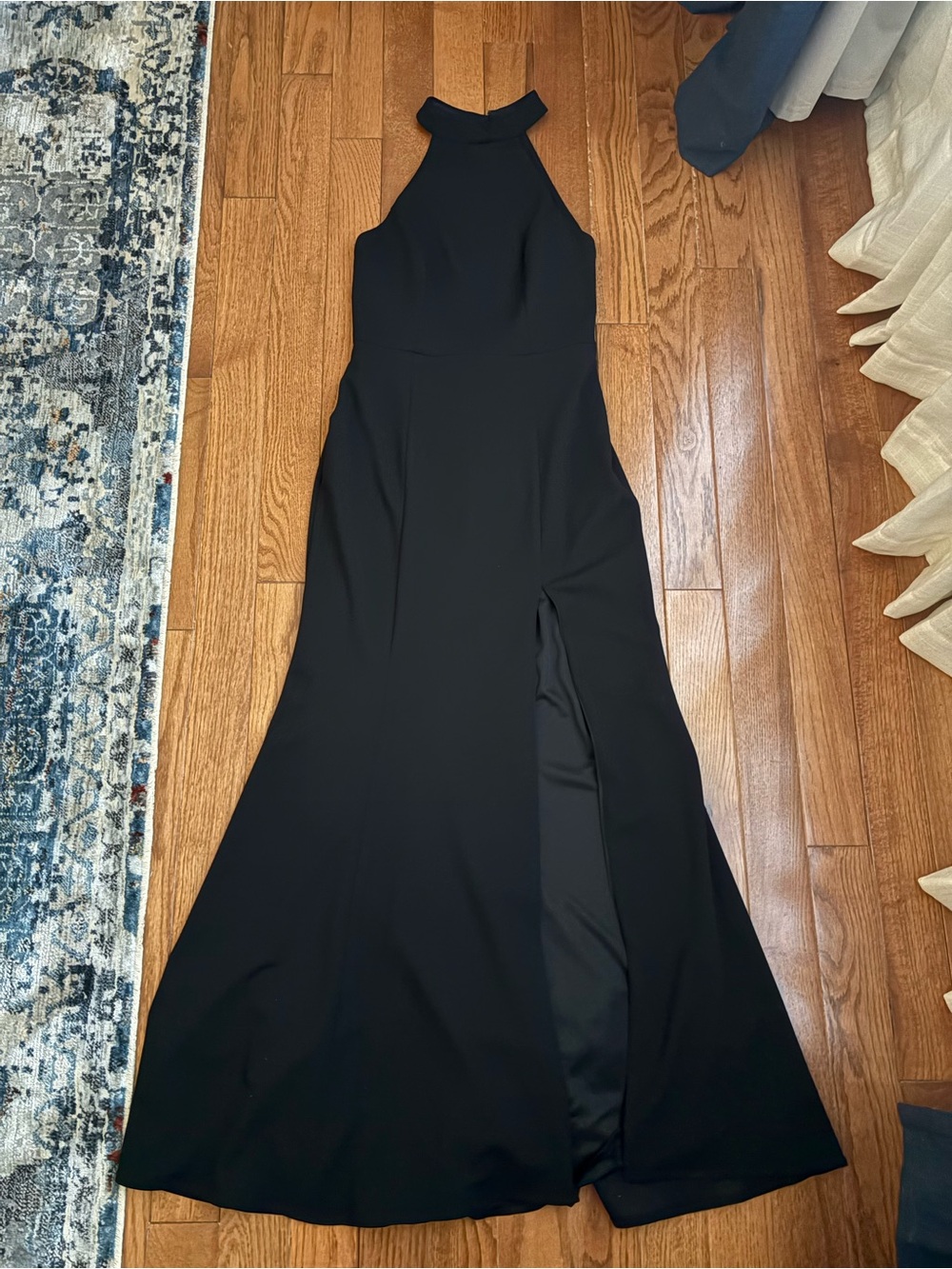 BHLDN Black Halter Maxi Dress with Front Slit